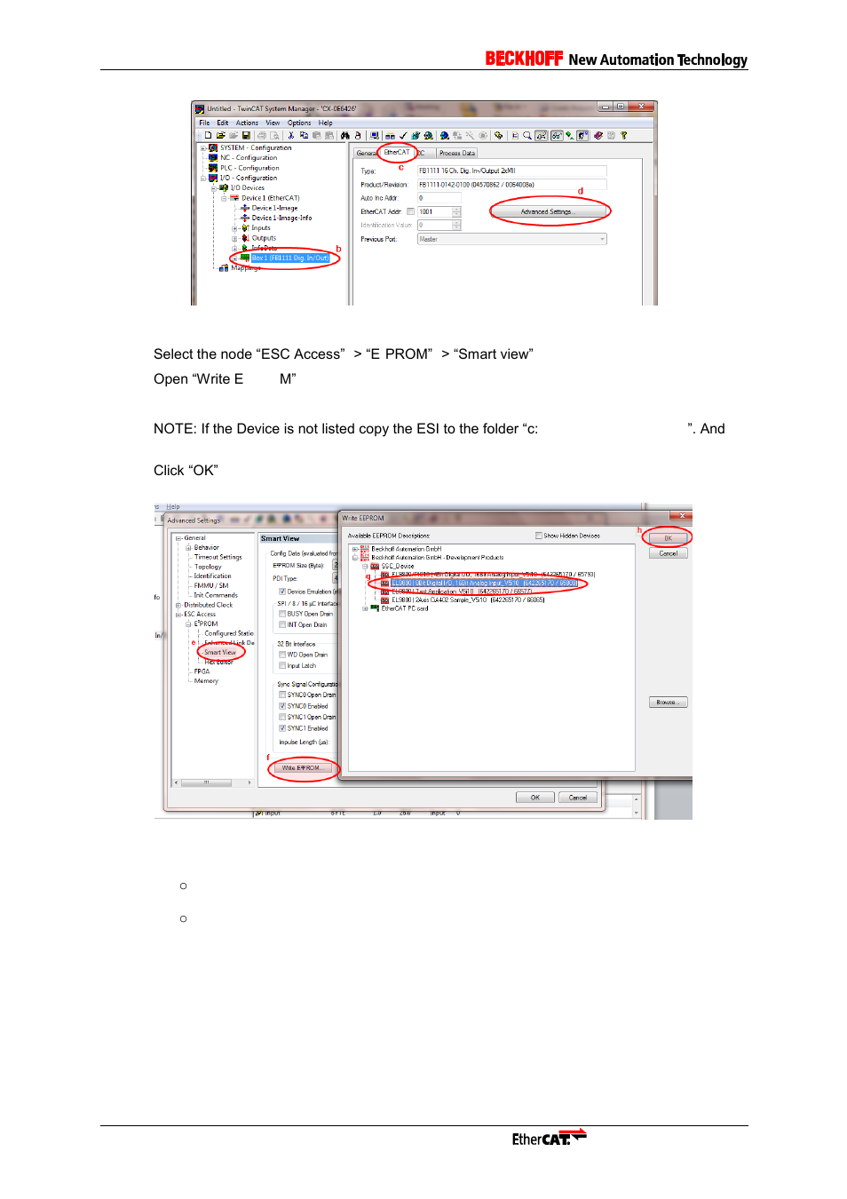 Figure 9: ethercat slave advanced settings, Figure 10: program eeprom | BECKHOFF EL9800 User Manual | Page 14 / 36