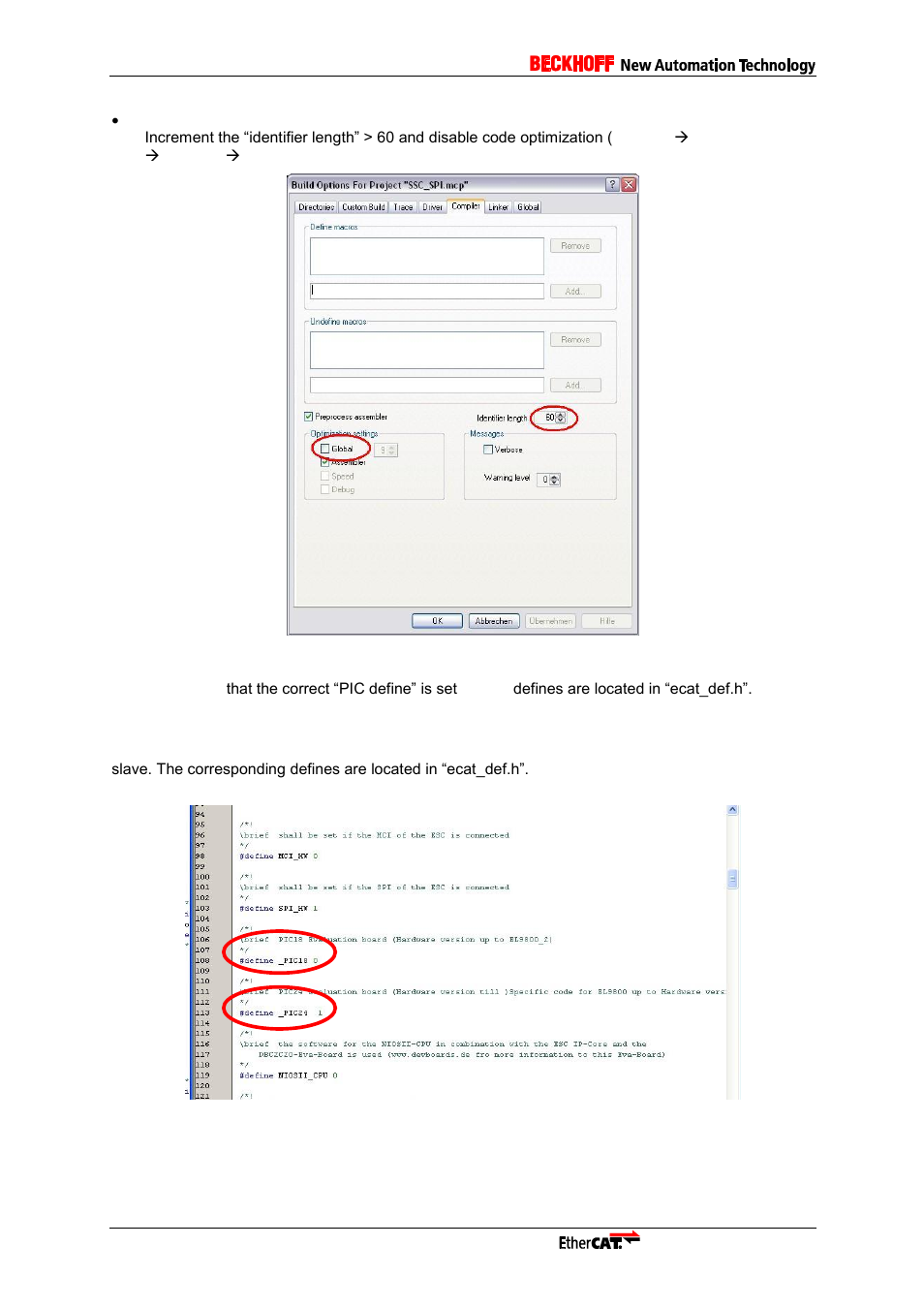 Figure 36: compiler settings, Figure 37: pic define | BECKHOFF EL9800 User Manual | Page 28 / 36
