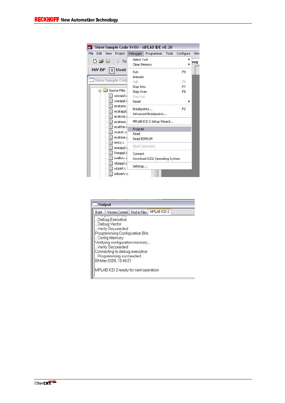 Figure 49: program pic memory, Figure 50: output window: programming successful | BECKHOFF EL9800 User Manual | Page 33 / 36