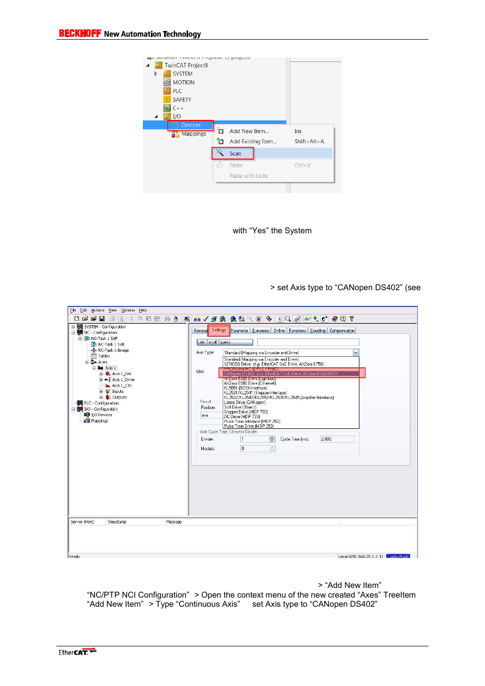 2 manual network setup, Manual network setup | BECKHOFF ET9300 User Manual | Page 69 / 97