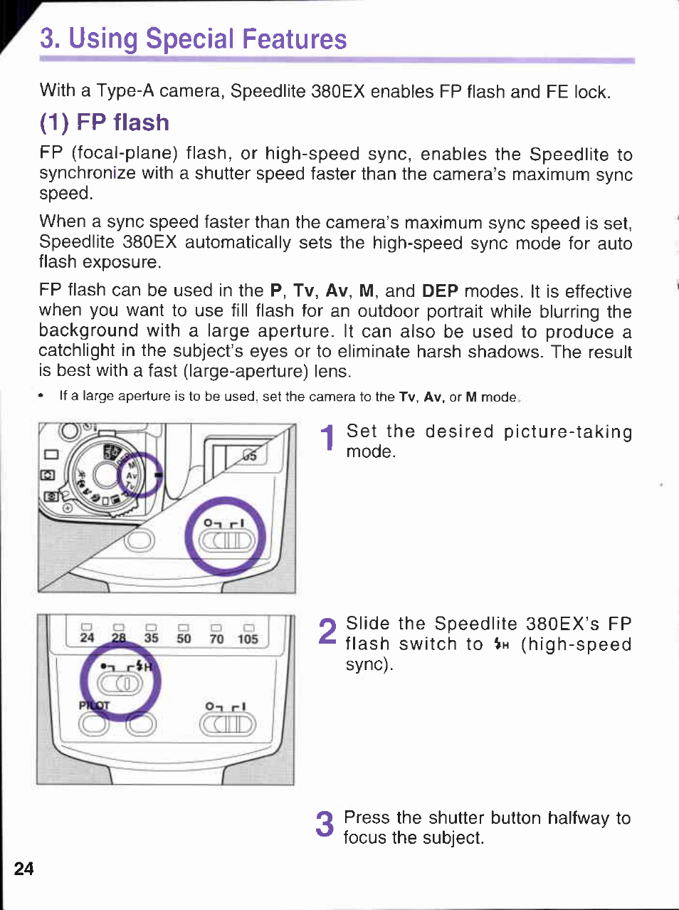 Usingspecial features | Canon 380EX User Manual | Page 24 / 48