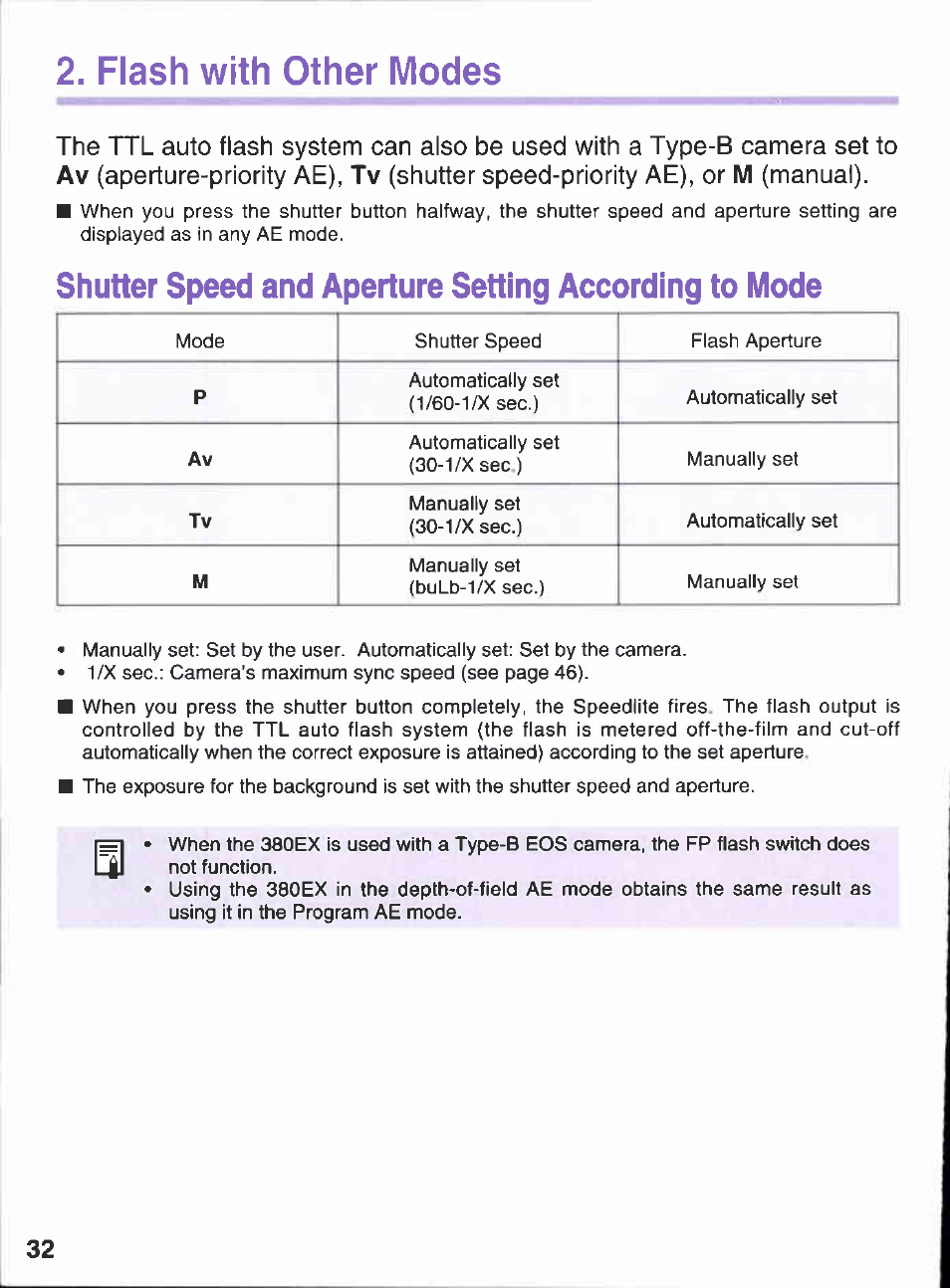 Flash with other modes | Canon 380EX User Manual | Page 32 / 48