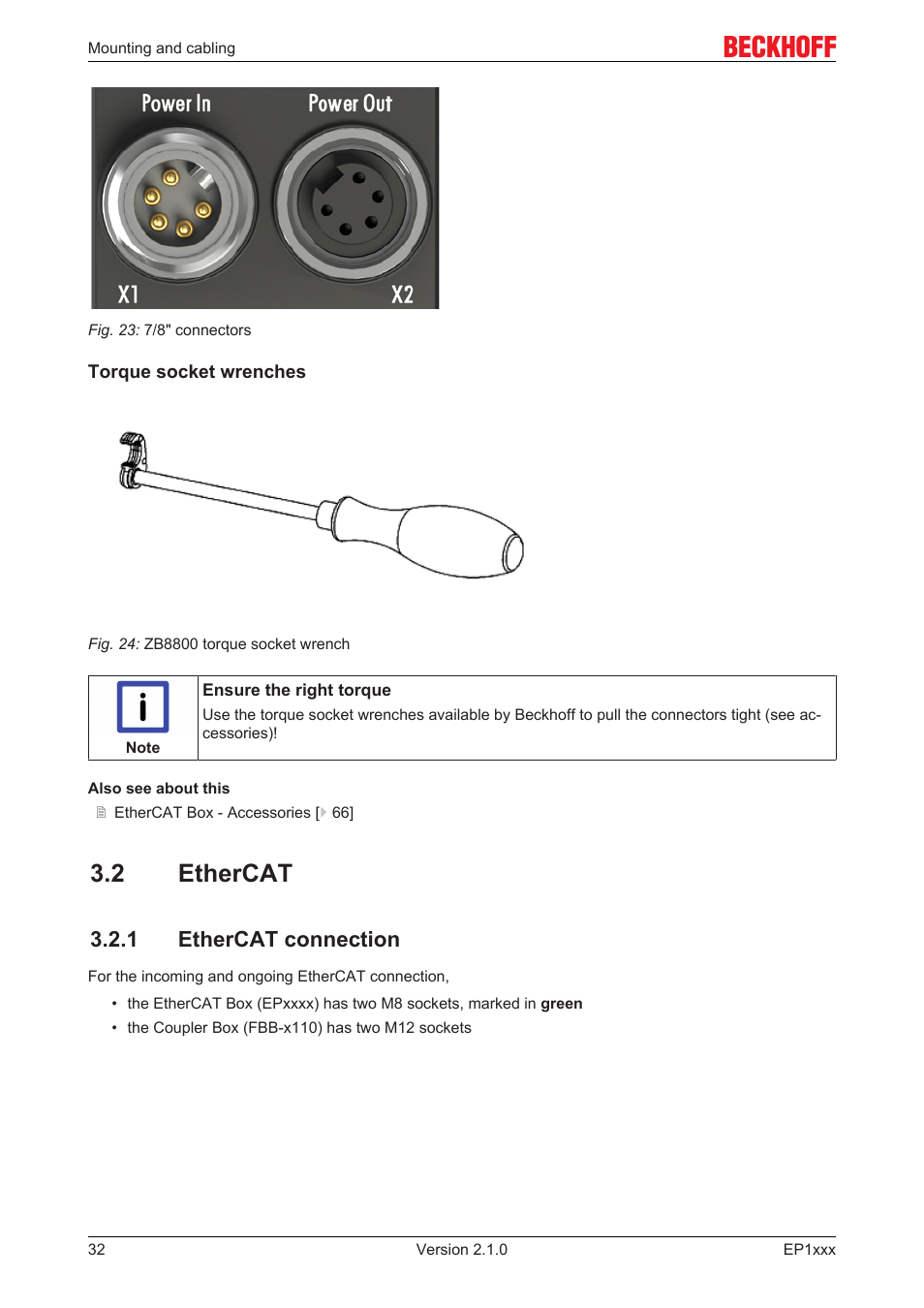 2 ethercat, 1 ethercat connection | BECKHOFF EP1xxx User Manual | Page 32 / 69
