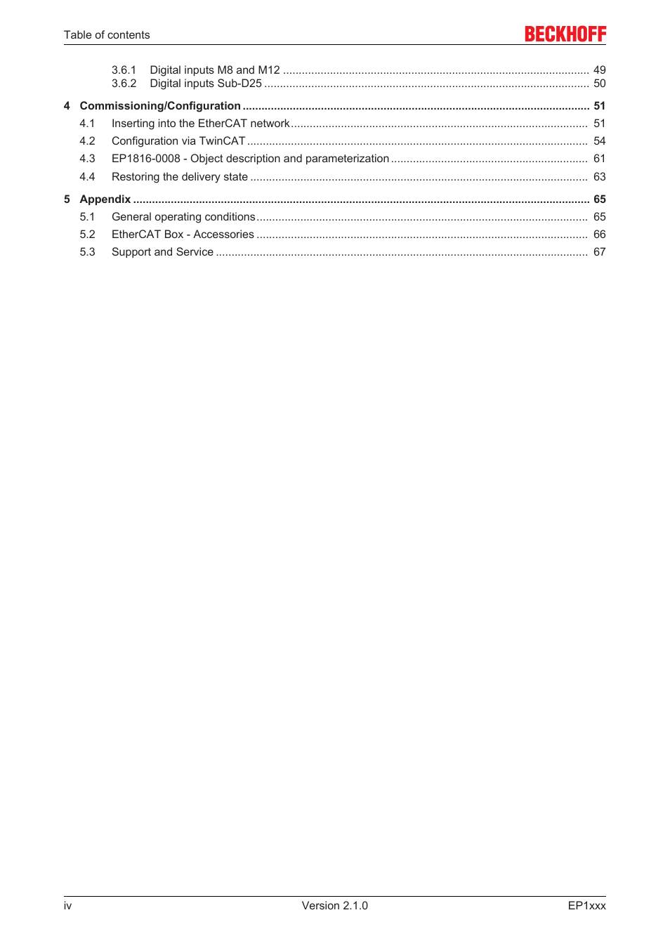 BECKHOFF EP1xxx User Manual | Page 4 / 69