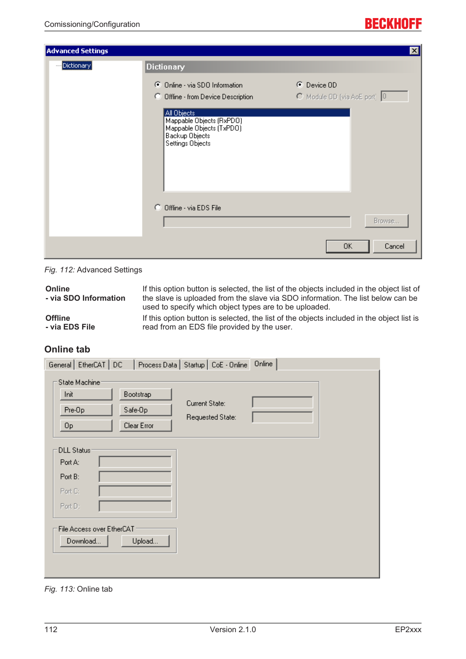 Online tab | BECKHOFF EP2xxx User Manual | Page 112 / 197