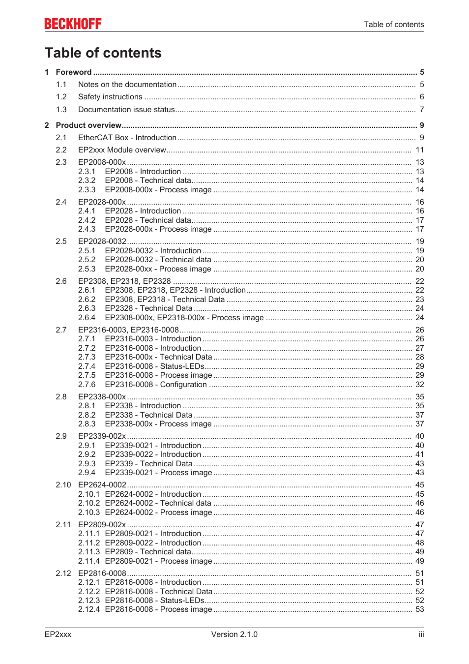 BECKHOFF EP2xxx User Manual | Page 3 / 197