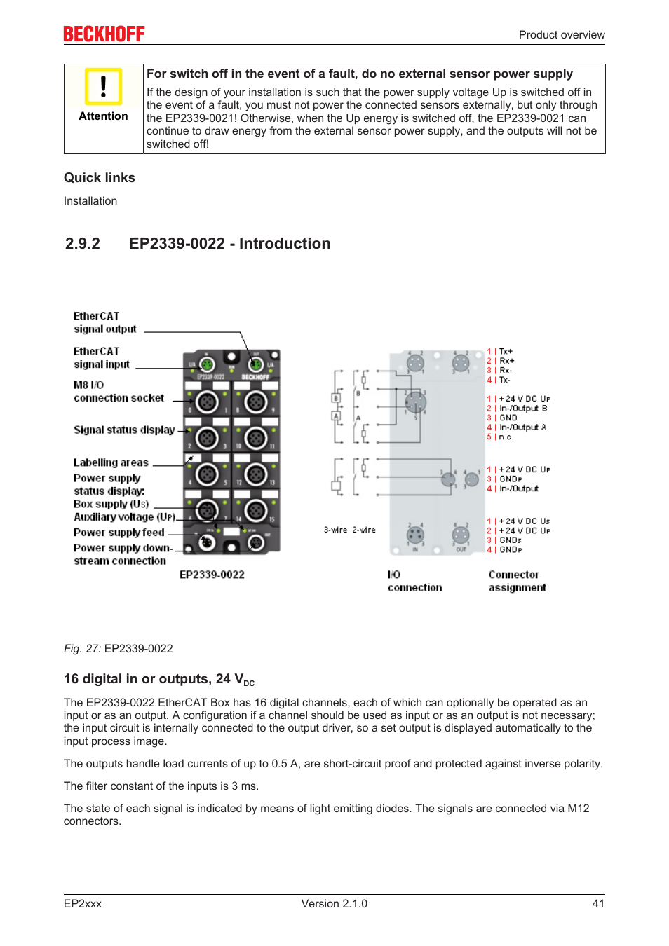 2 ep2339-0022 - introduction, Ep2339‐0022 | BECKHOFF EP2xxx User Manual | Page 41 / 197