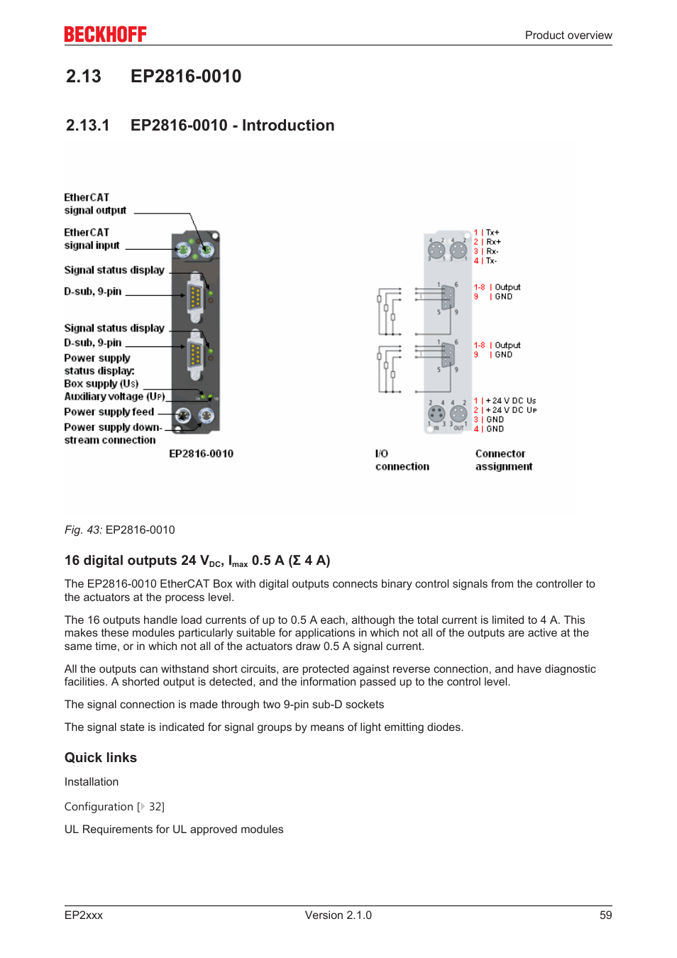 13 ep2816-0010, 1 ep2816-0010 - introduction, Ep2816‐0010 | BECKHOFF EP2xxx User Manual | Page 59 / 197