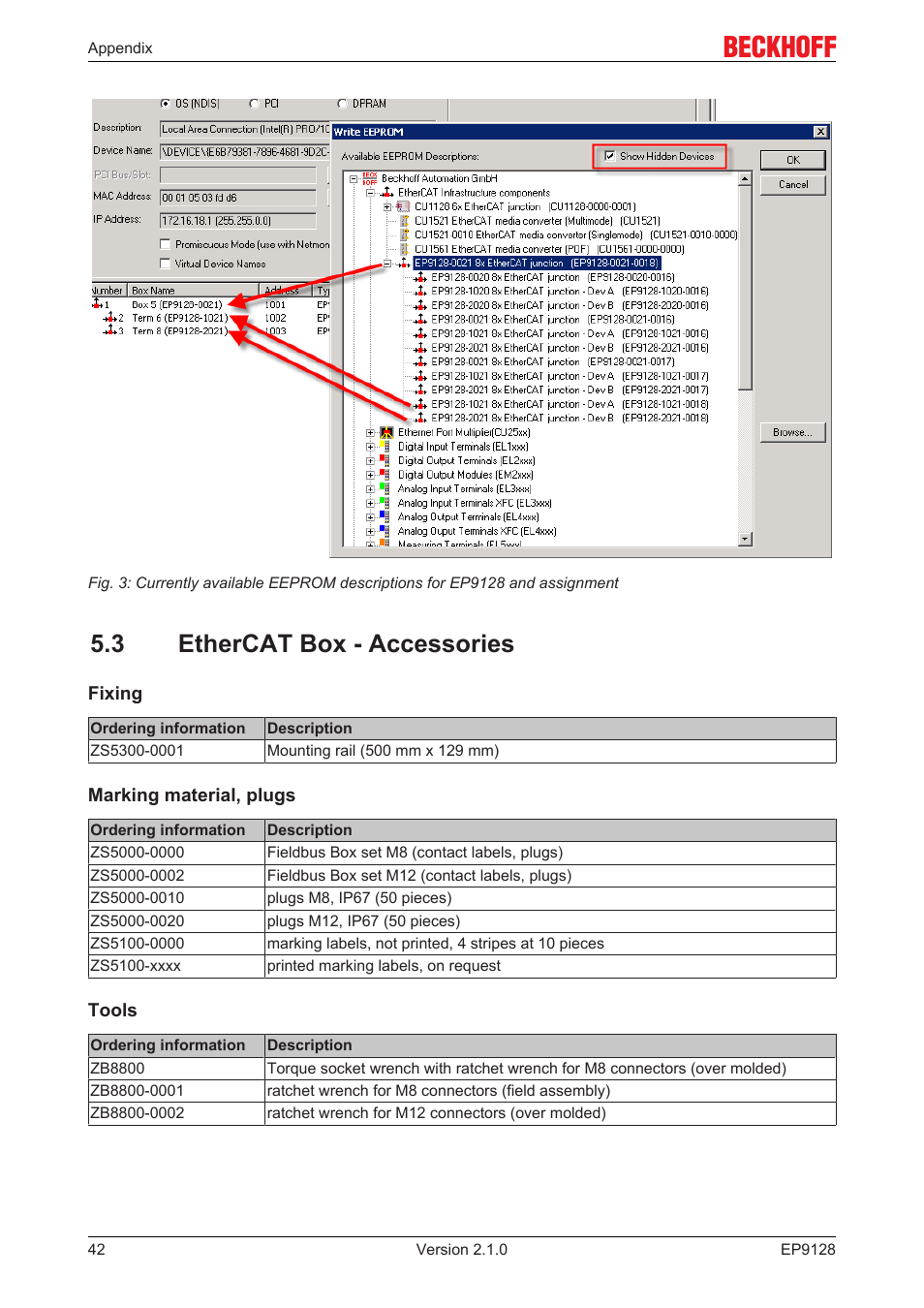 3 ethercat box - accessories, 3 ethercat box ­ accessories | BECKHOFF EP9128 User Manual | Page 42 / 46