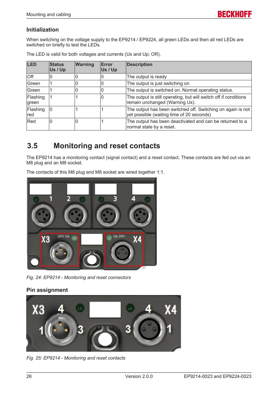 5 monitoring and reset contacts | BECKHOFF EP9214-0023 User Manual | Page 26 / 109