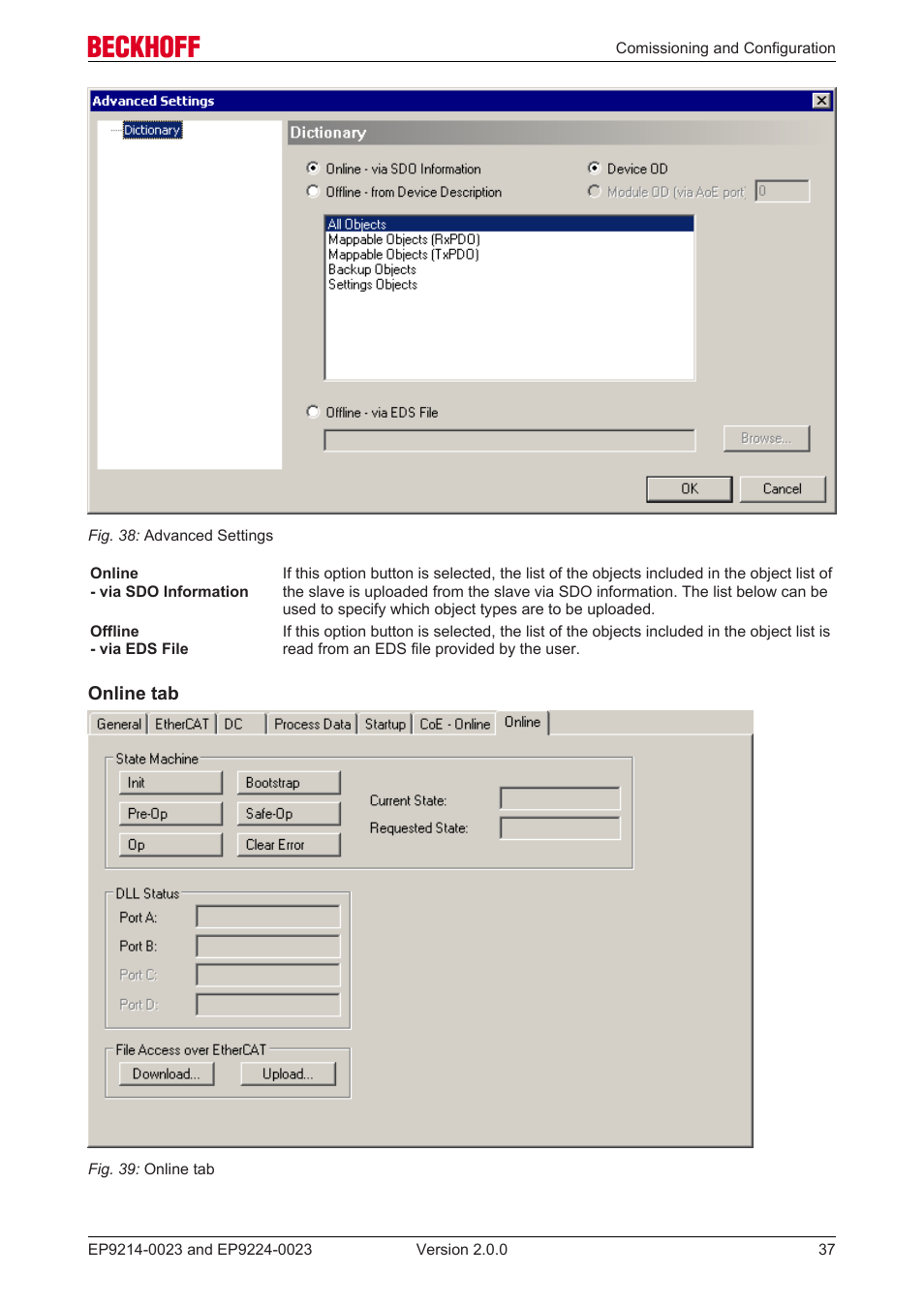 Online tab | BECKHOFF EP9214-0023 User Manual | Page 37 / 109
