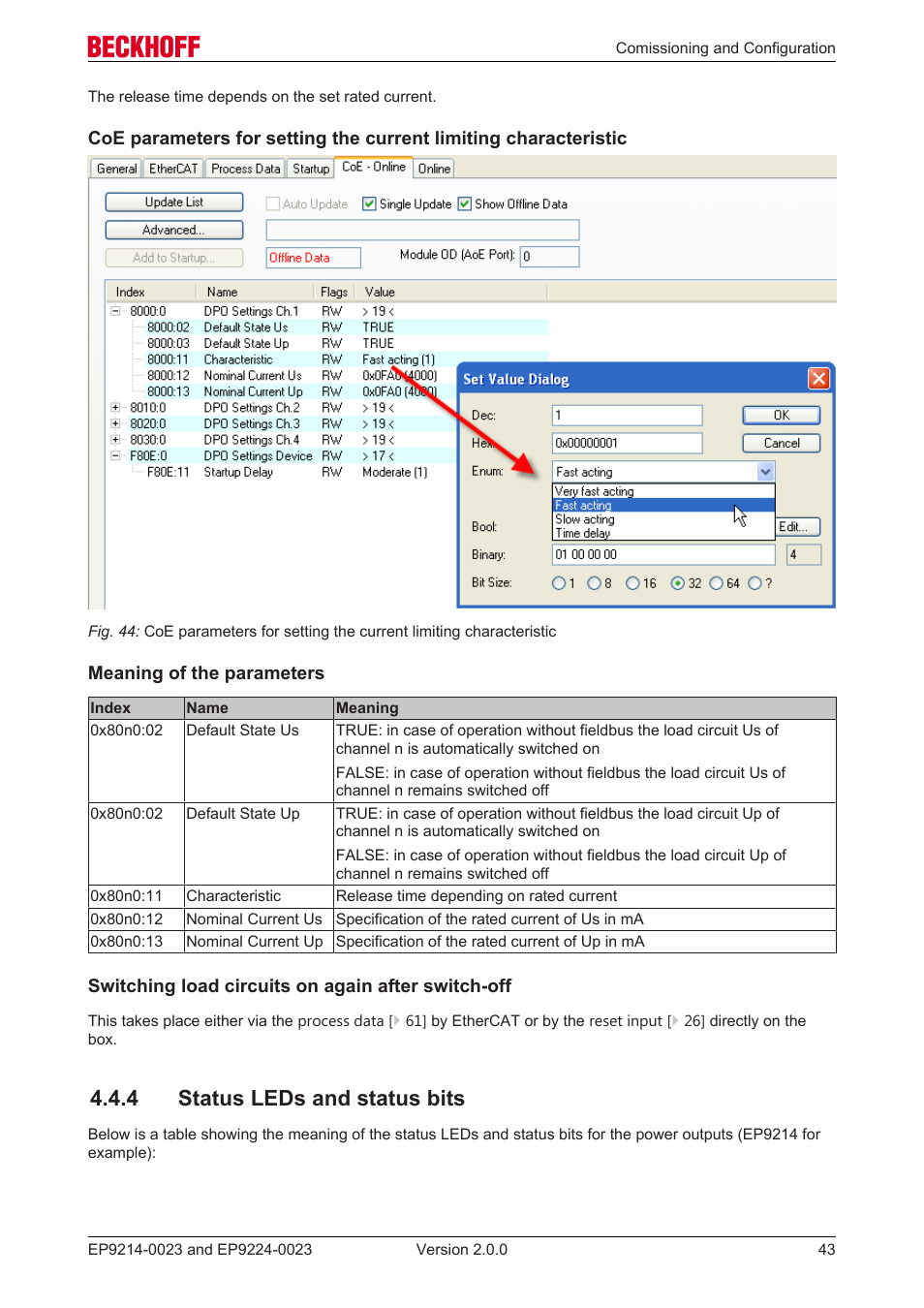4 status leds and status bits | BECKHOFF EP9214-0023 User Manual | Page 43 / 109
