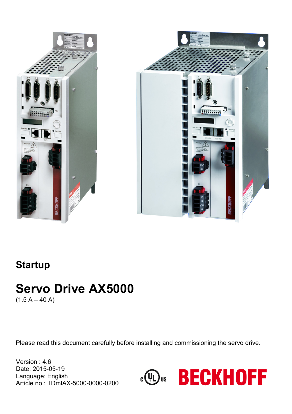 BECKHOFF AX5000 1,5 A - 40 A User Manual | 46 pages