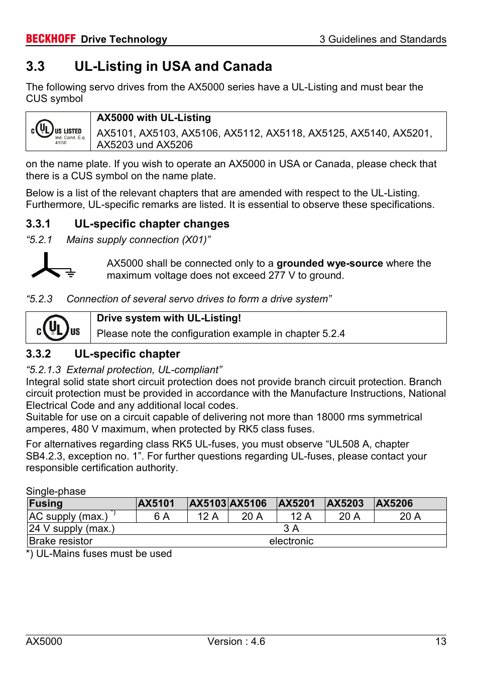 3 ul-listing in usa and canada, 1 ul-specific chapter changes, 2 ul-specific chapter | BECKHOFF AX5000 1,5 A - 40 A User Manual | Page 13 / 46