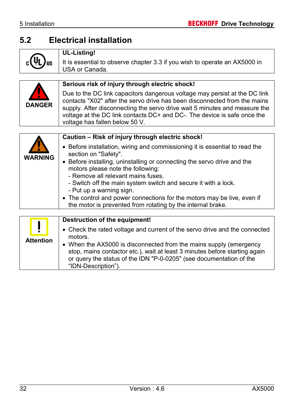 2 electrical installation | BECKHOFF AX5000 1,5 A - 40 A User Manual | Page 32 / 46