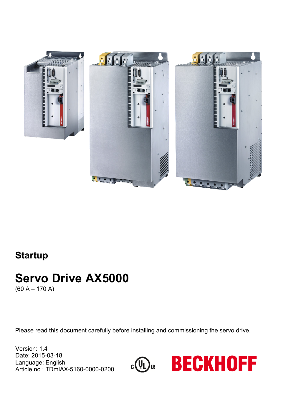 BECKHOFF AX5000 60 A - 170 A User Manual | 40 pages