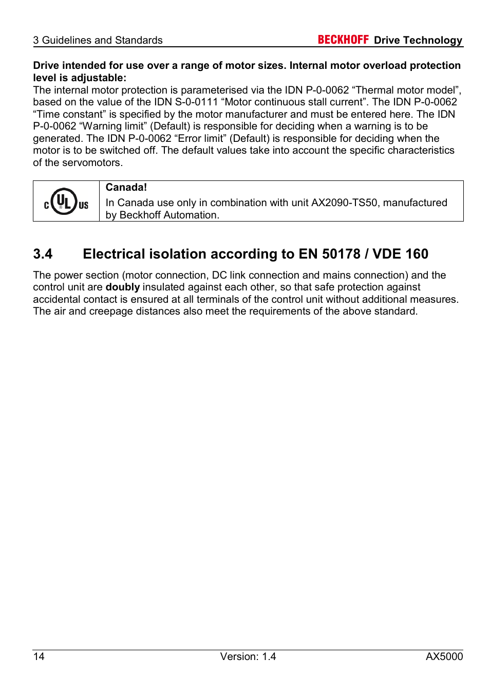 BECKHOFF AX5000 60 A - 170 A User Manual | Page 14 / 40