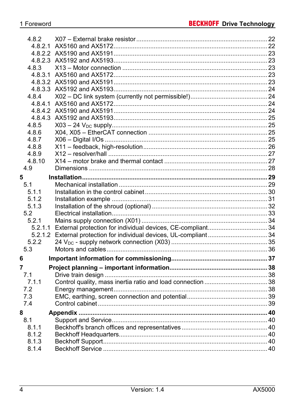 BECKHOFF AX5000 60 A - 170 A User Manual | Page 4 / 40