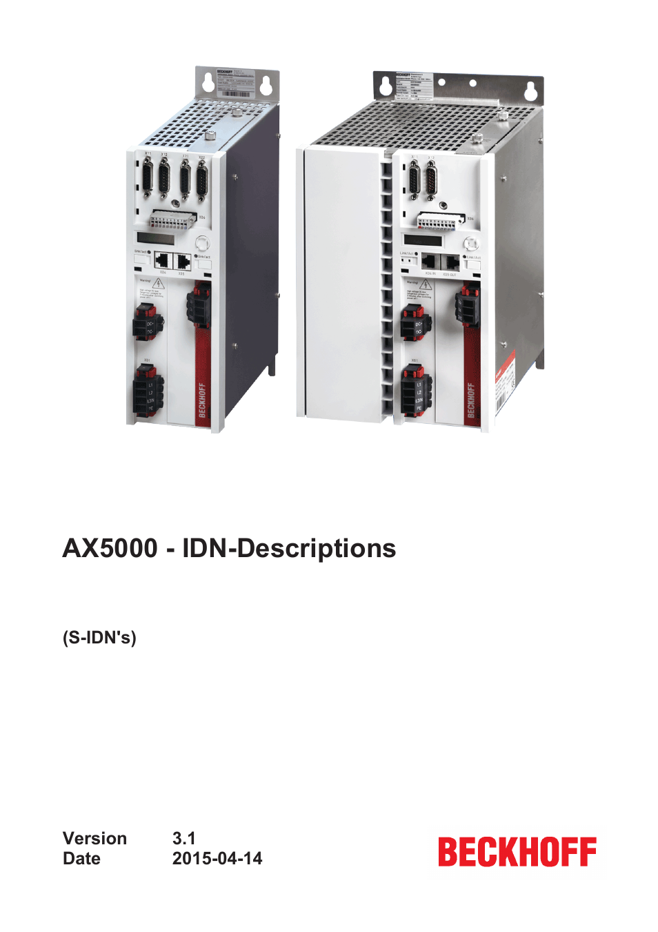 BECKHOFF AX5000 S-IDN Parameters User Manual | 190 pages