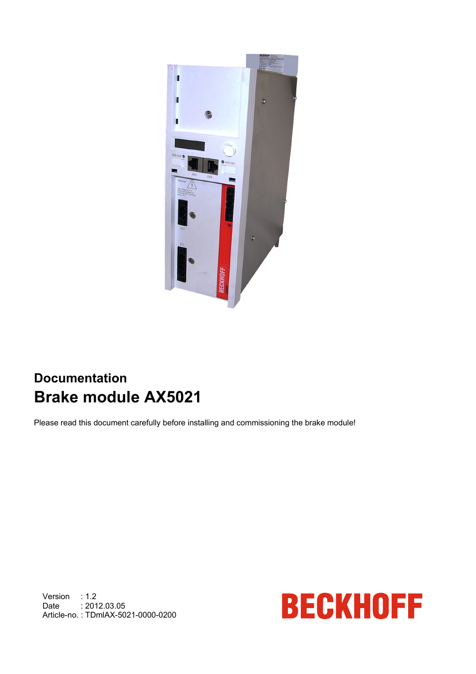 BECKHOFF AX5021 User Manual | 8 pages