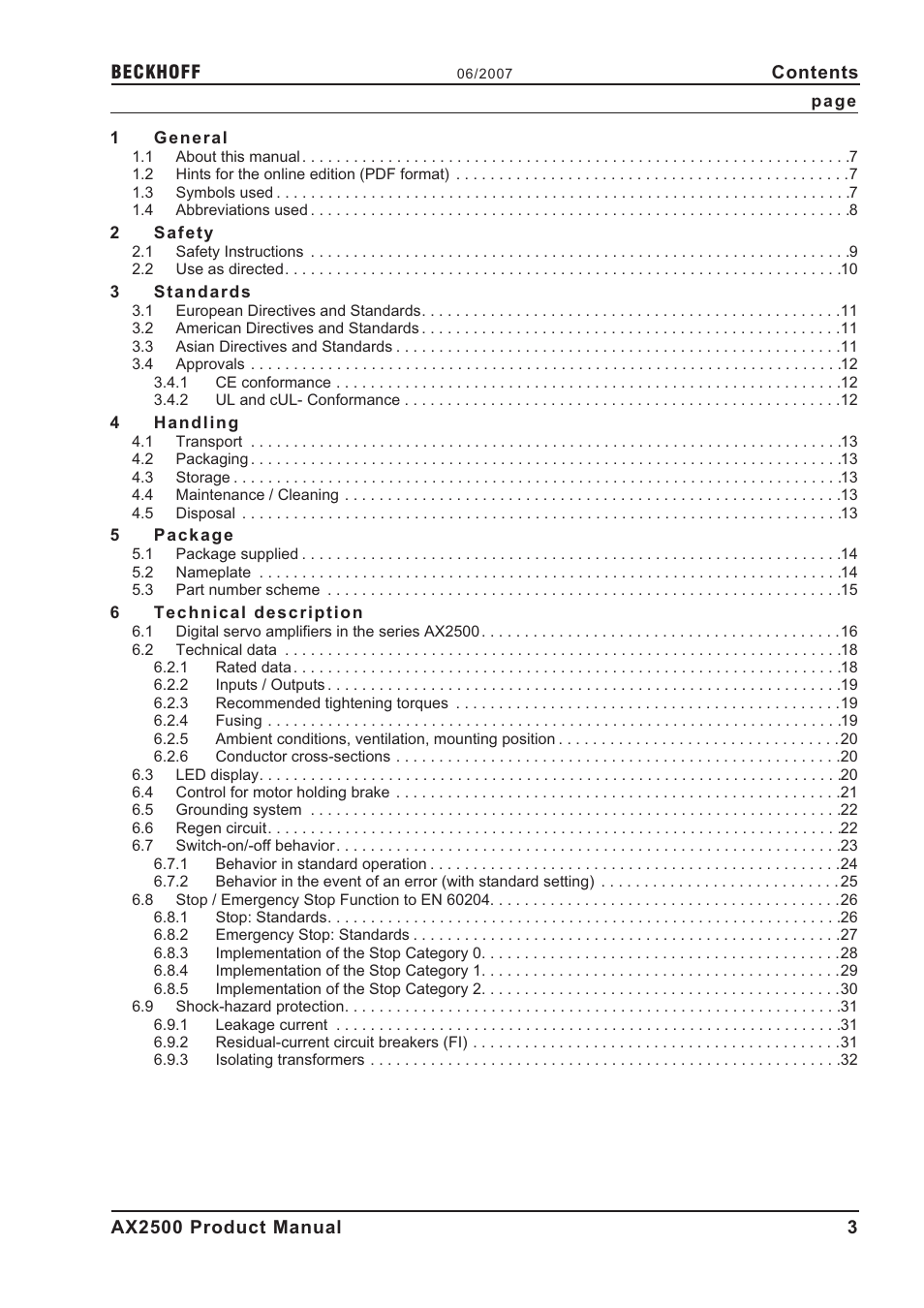 BECKHOFF AX2500 User Manual | Page 3 / 97