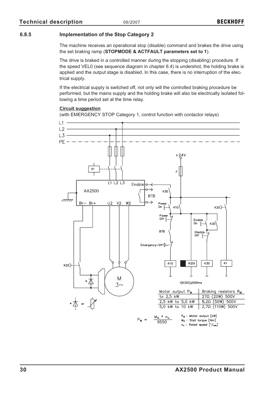 5 implementation of the stop category 2, Implementation of the stop category 2 | BECKHOFF AX2500 User Manual | Page 30 / 97
