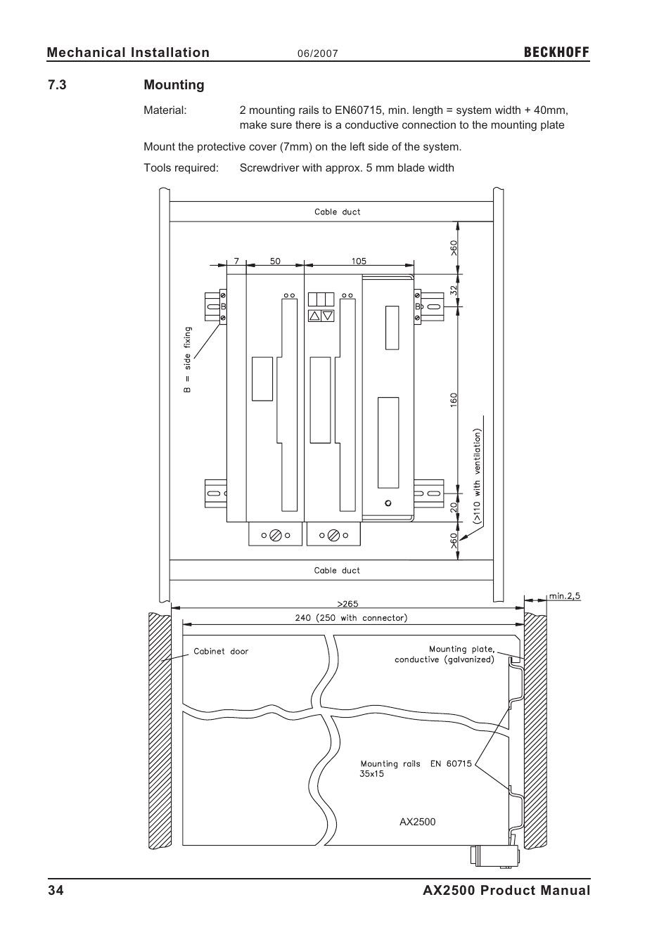 3 mounting, Mounting, P.34 | BECKHOFF AX2500 User Manual | Page 34 / 97