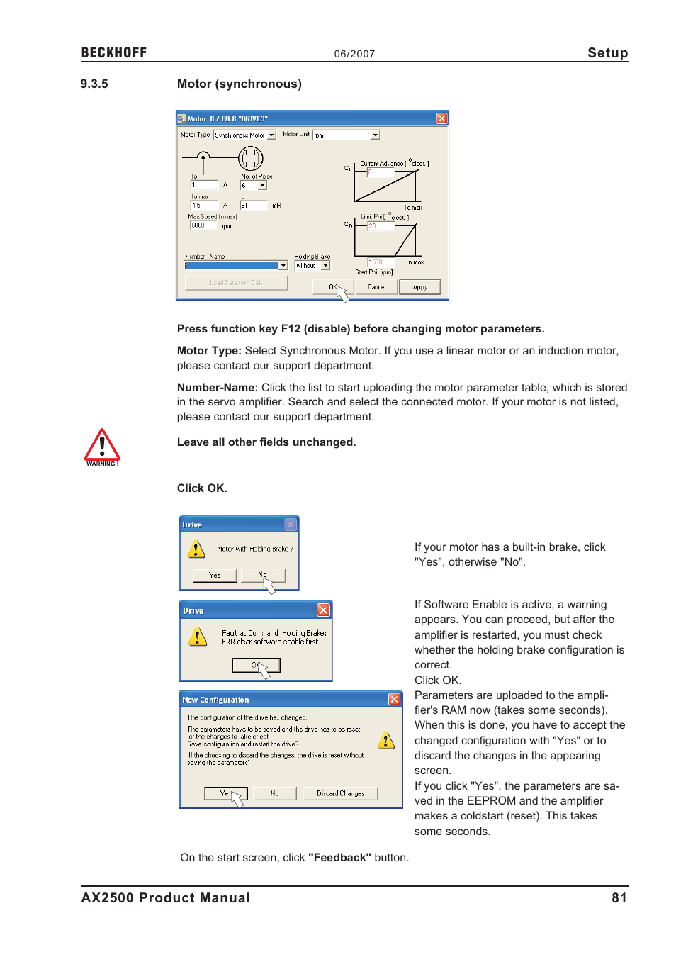 5 motor (synchronous), Motor (synchronous) | BECKHOFF AX2500 User Manual | Page 81 / 97