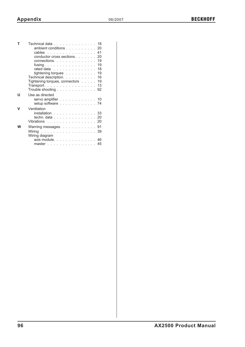 Beckhoff | BECKHOFF AX2500 User Manual | Page 96 / 97