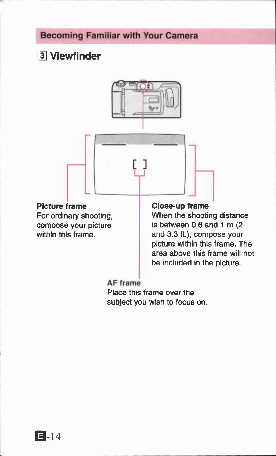 M viewfinder, 3] viewfinder, B-14 | Canon ZOOM85 User Manual | Page 14 / 43