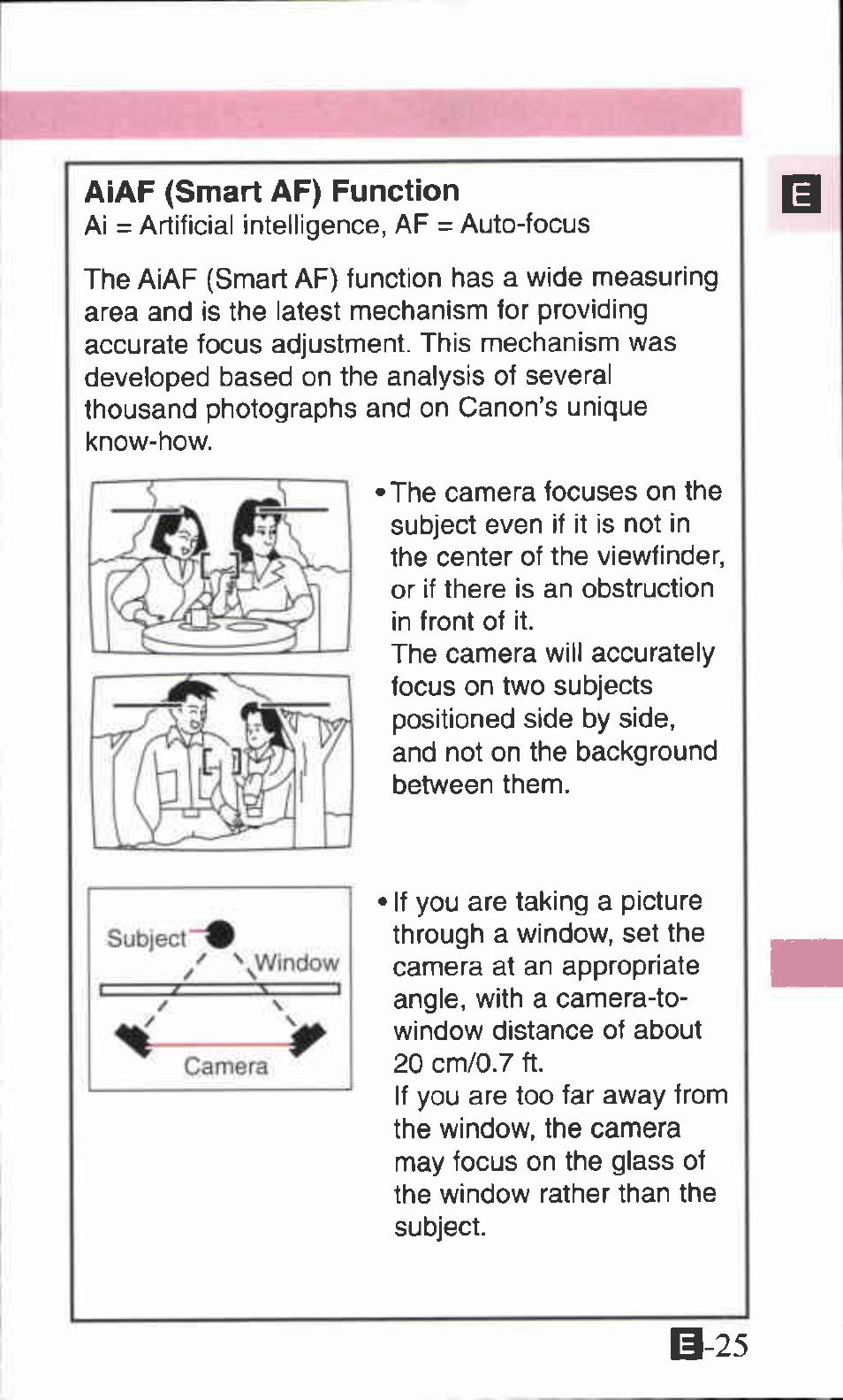 Aiaf (smart af) function, B-25 | Canon ZOOM85 User Manual | Page 25 / 43