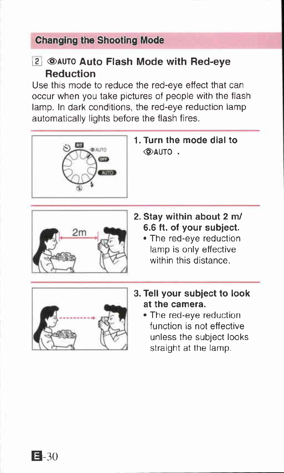 Auto auto flash mode with red-eye reduction, Фдито | Canon ZOOM85 User Manual | Page 30 / 43
