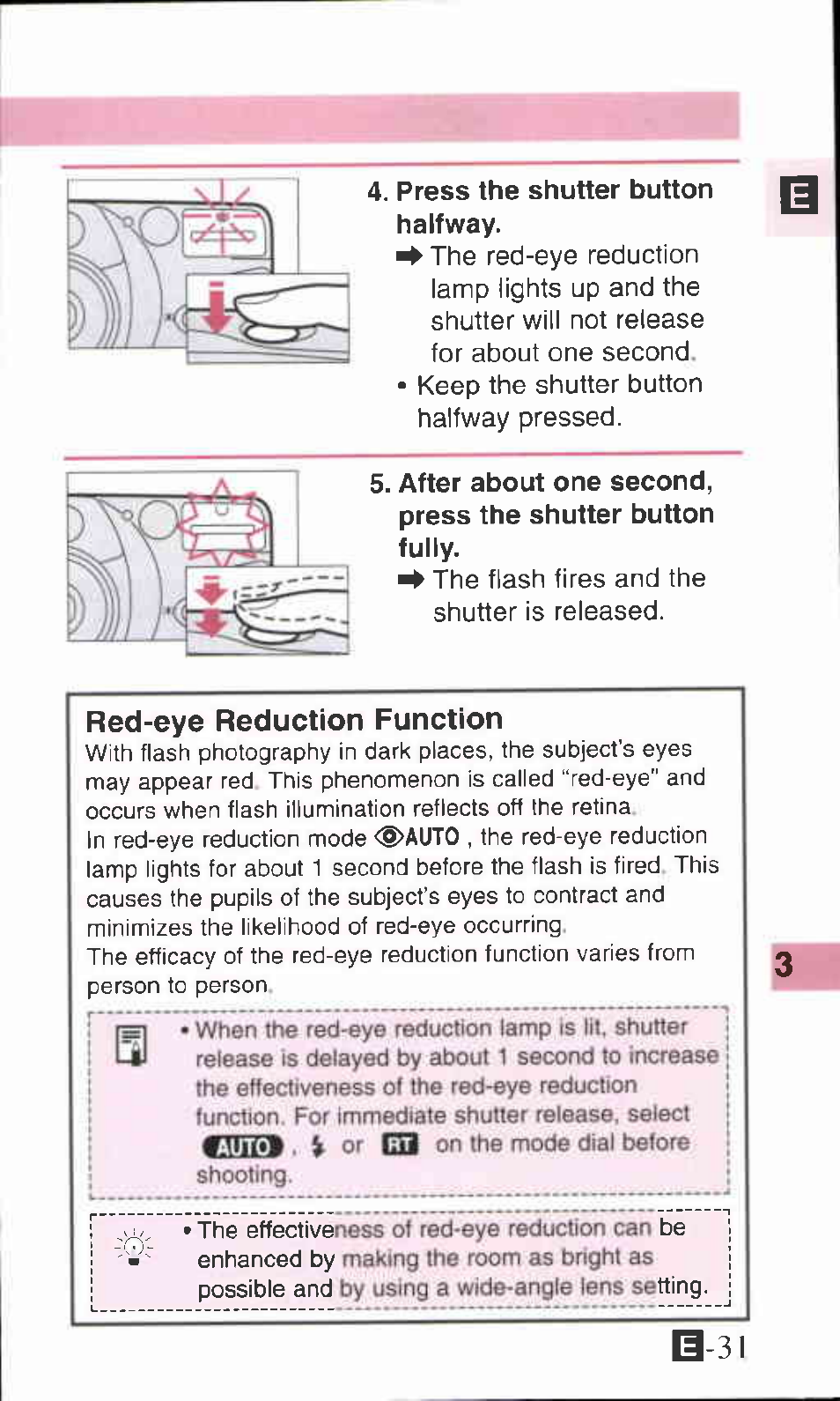 Red-eye reduction function, I1-3i, I 1 - 3 i | Canon ZOOM85 User Manual | Page 31 / 43