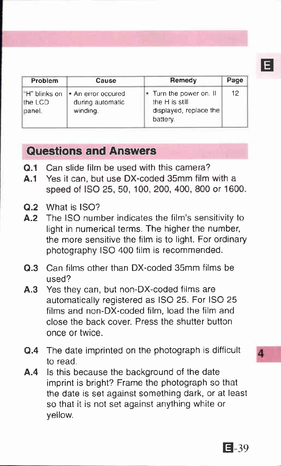 Questions and answers | Canon ZOOM85 User Manual | Page 39 / 43