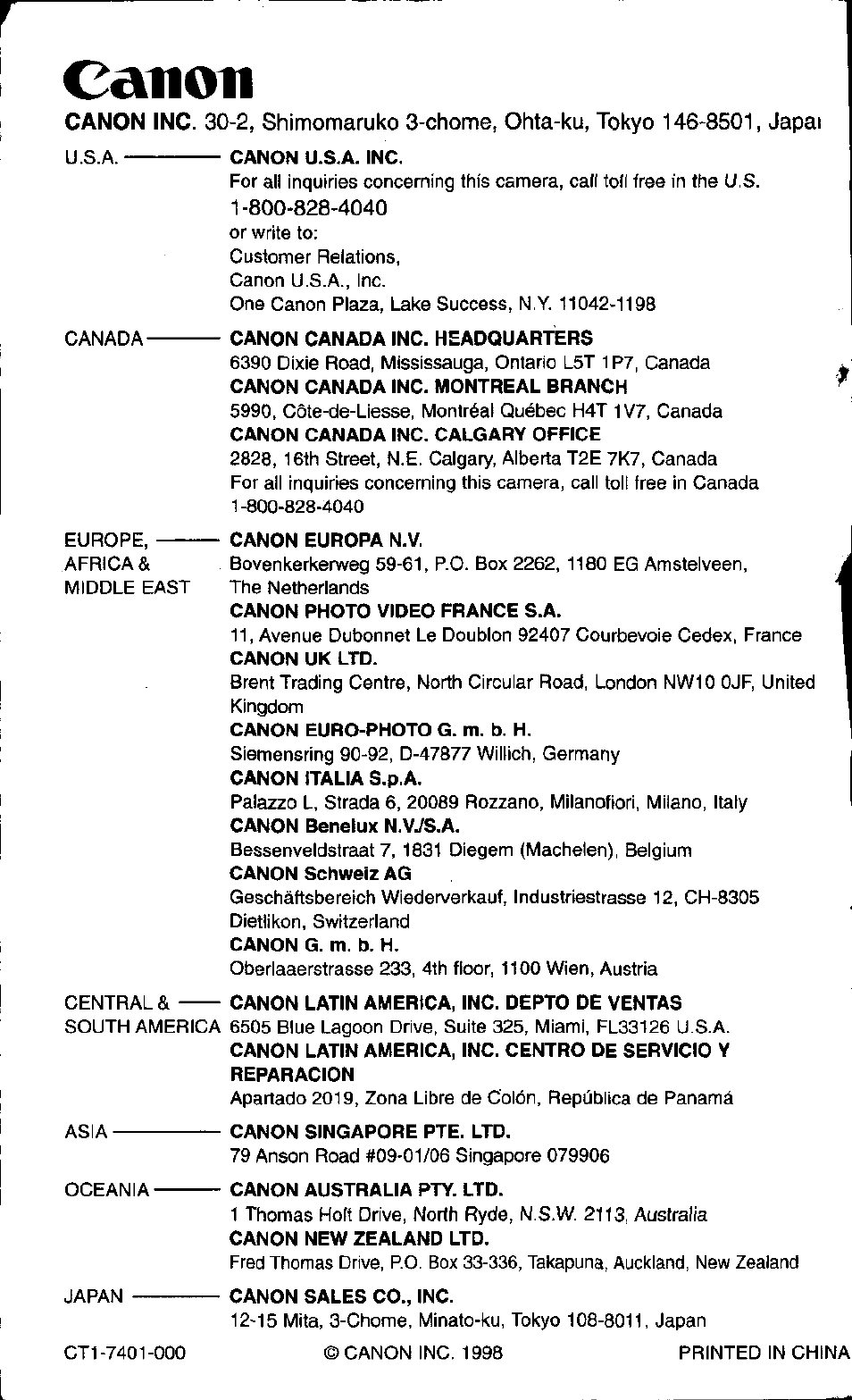 Canon | Canon ZOOM85 User Manual | Page 43 / 43
