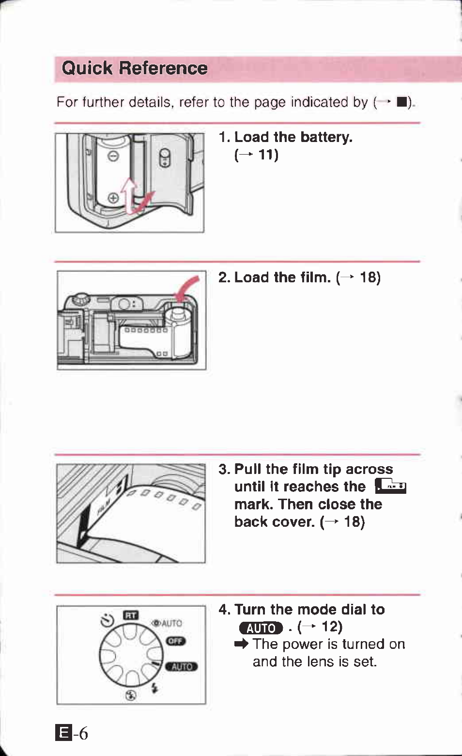 Quick reference | Canon ZOOM85 User Manual | Page 6 / 43