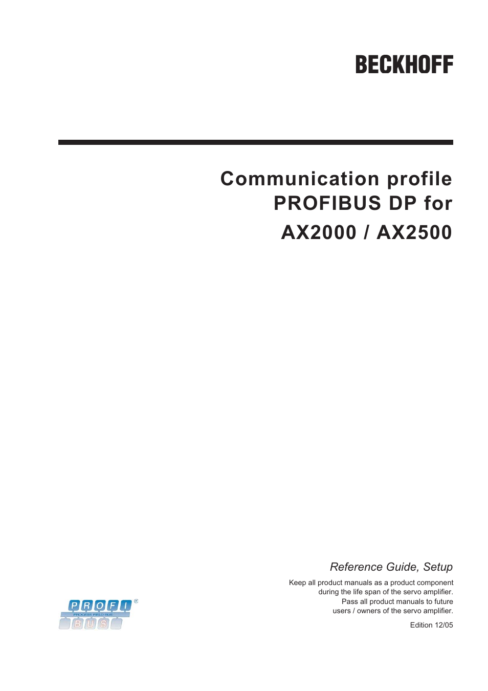 BECKHOFF AX2000 PROFIBUS DP communication profile User Manual | 51 pages