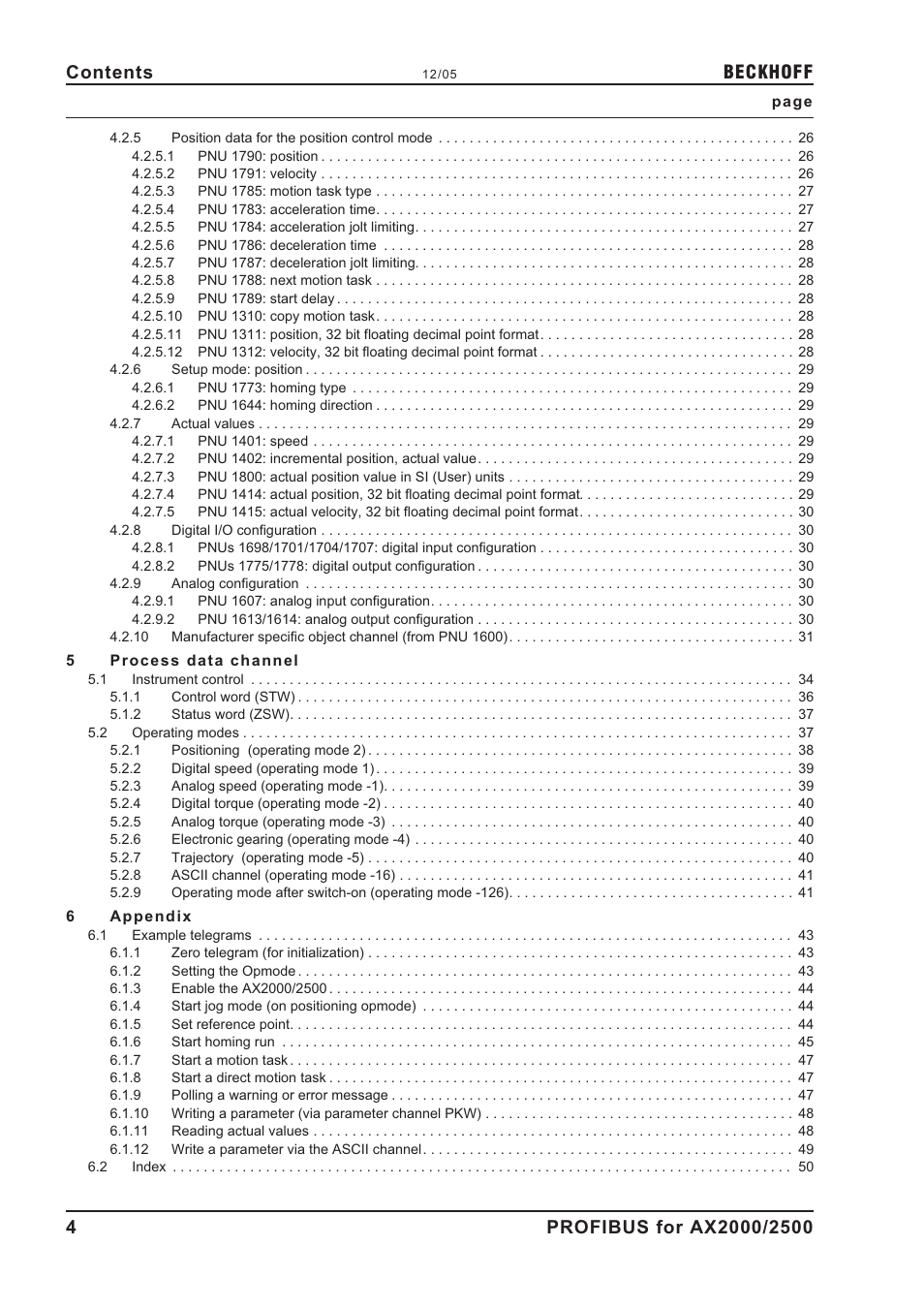 Beckhoff | BECKHOFF AX2000 PROFIBUS DP communication profile User Manual | Page 4 / 51