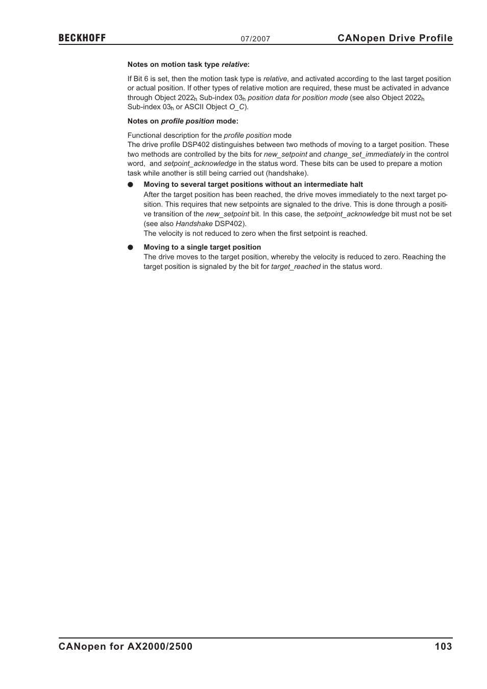 Canopen drive profile | BECKHOFF AX2000 CANopen communication profile User Manual | Page 103 / 137