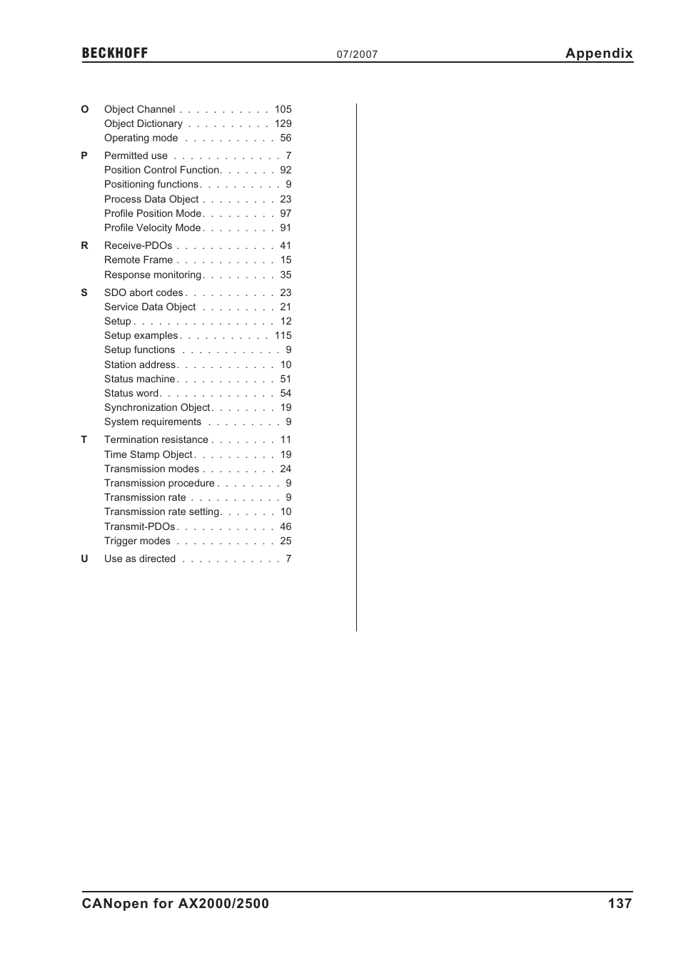 Appendix | BECKHOFF AX2000 CANopen communication profile User Manual | Page 137 / 137