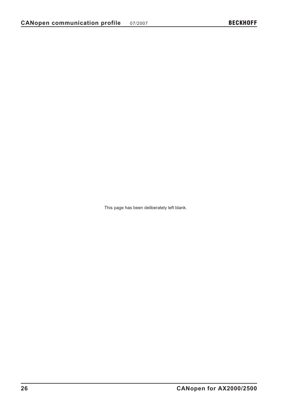 BECKHOFF AX2000 CANopen communication profile User Manual | Page 26 / 137