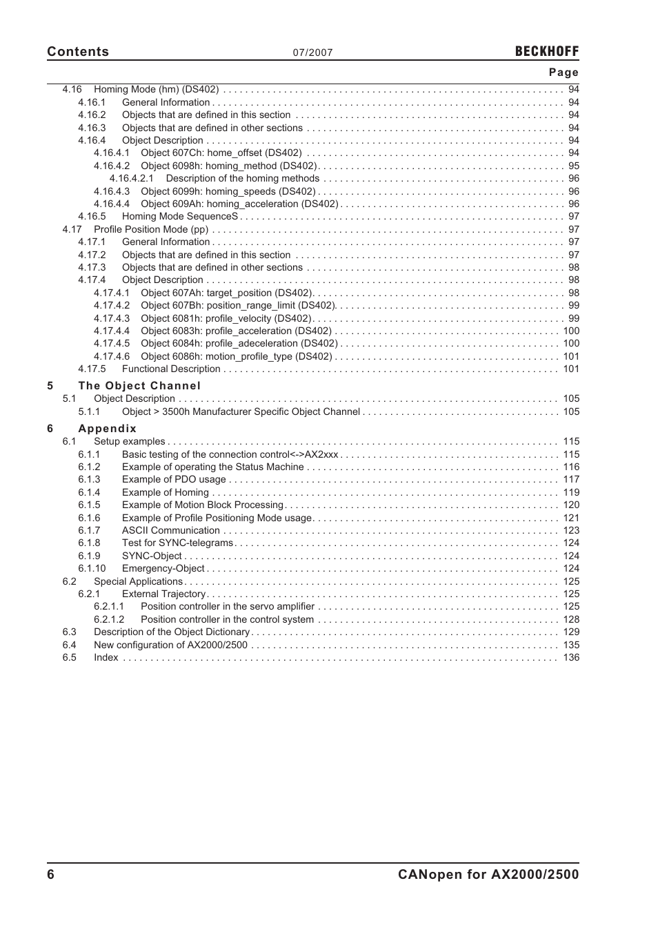 Beckhoff | BECKHOFF AX2000 CANopen communication profile User Manual | Page 6 / 137