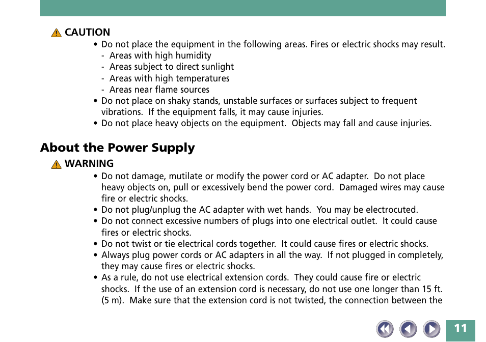 About the power supply | Canon FB330P/FB630P User Manual | Page 11 / 82