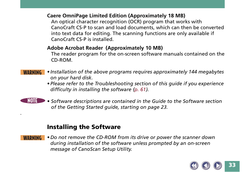 Installing the software | Canon FB330P/FB630P User Manual | Page 33 / 82