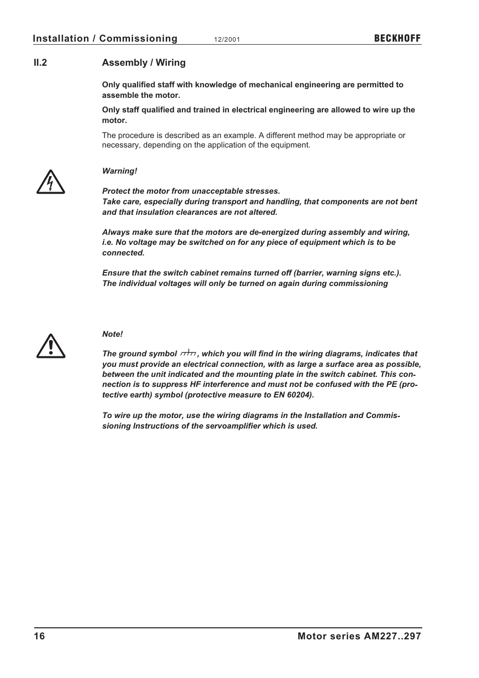 Ii.2 assembly / wiring, Ii.2, Assembly / wiring | BECKHOFF AM2000 User Manual | Page 16 / 34