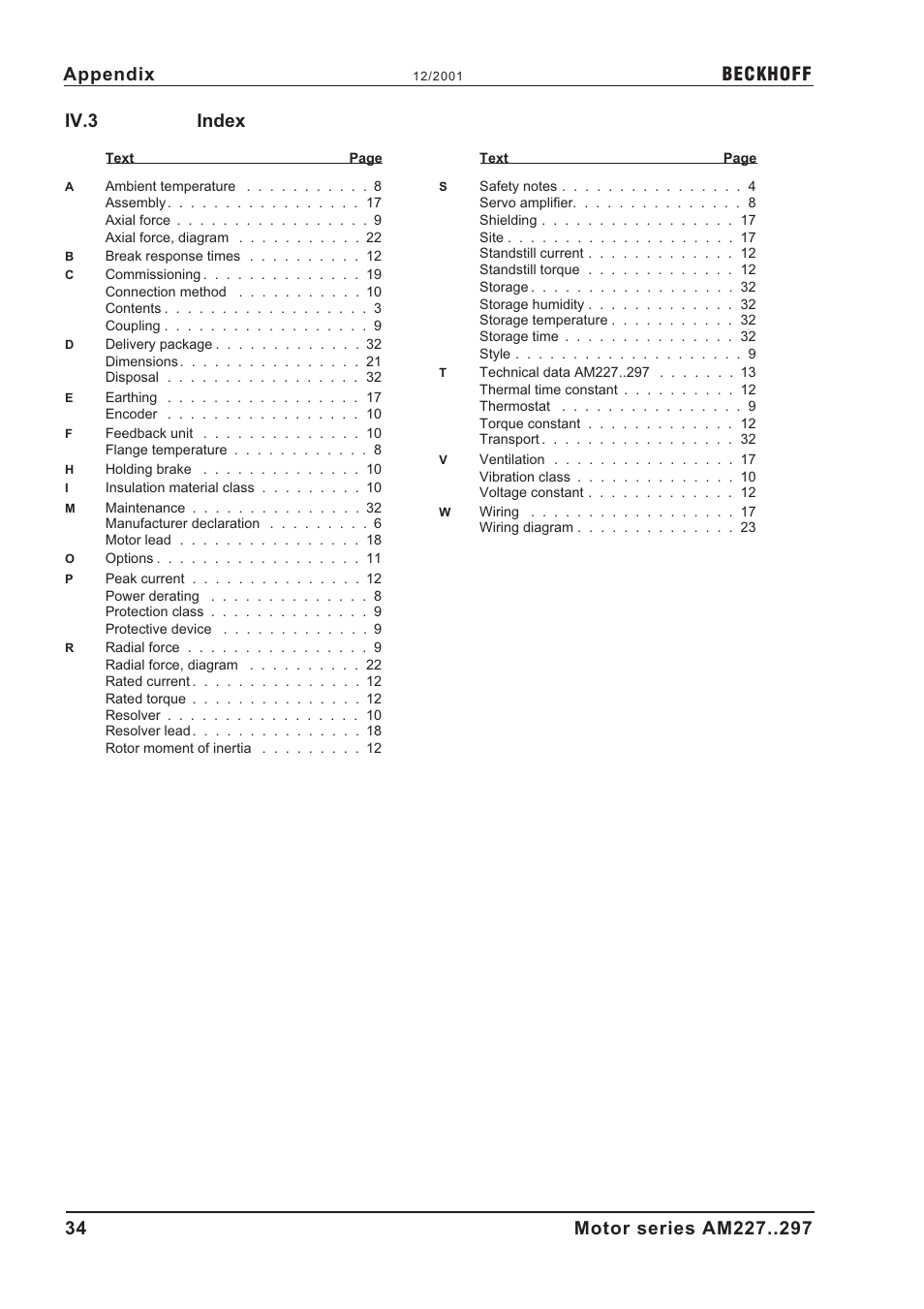 Iv.3 index, Index, Iv.3 | Beckhoff | BECKHOFF AM2000 User Manual | Page 34 / 34
