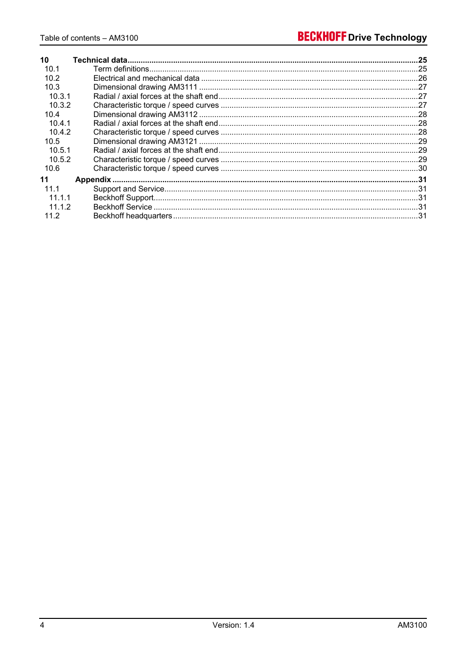 1 foreword | BECKHOFF AM3100 User Manual | Page 4 / 31