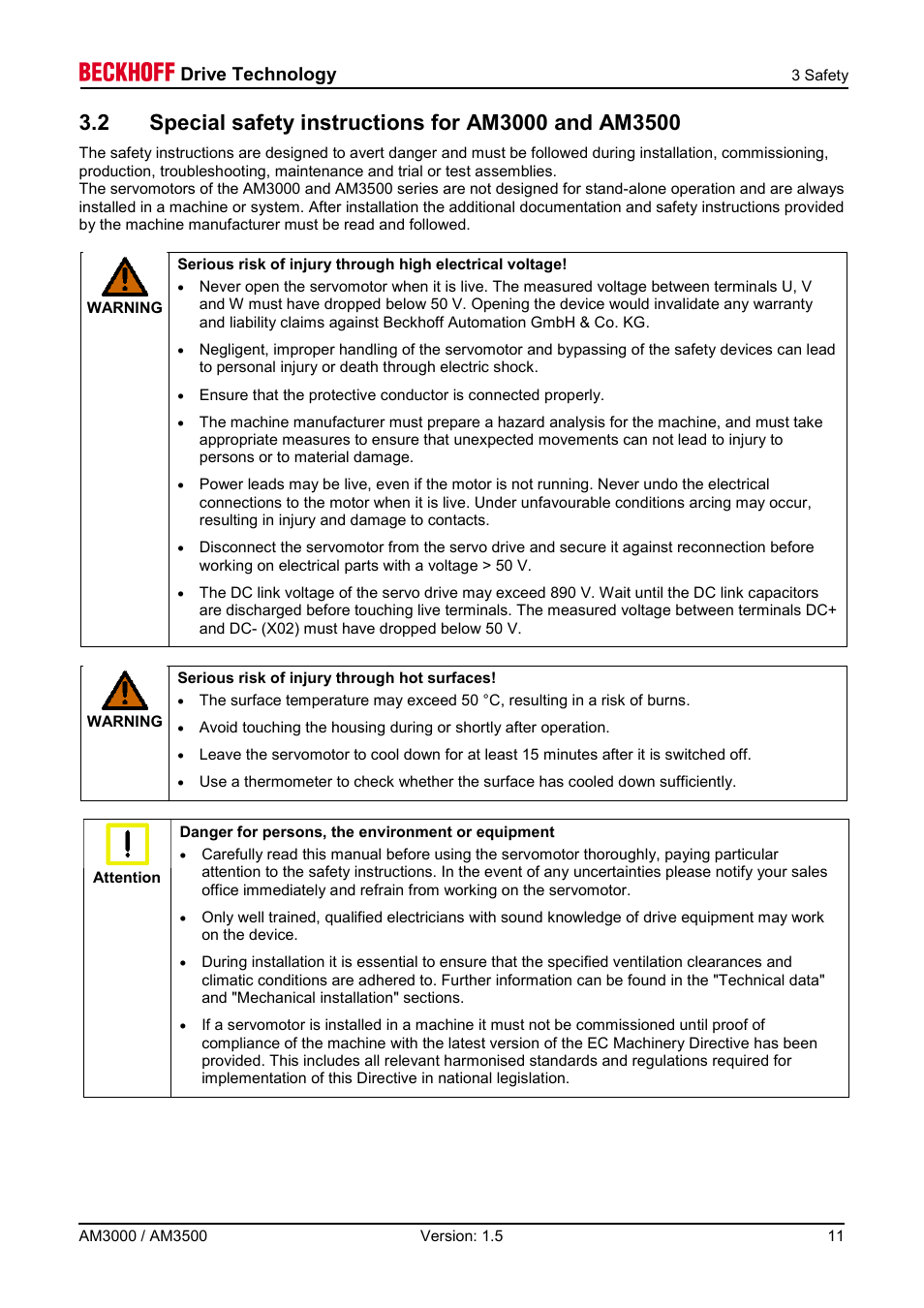 Drive technology | BECKHOFF AM3000 User Manual | Page 11 / 65