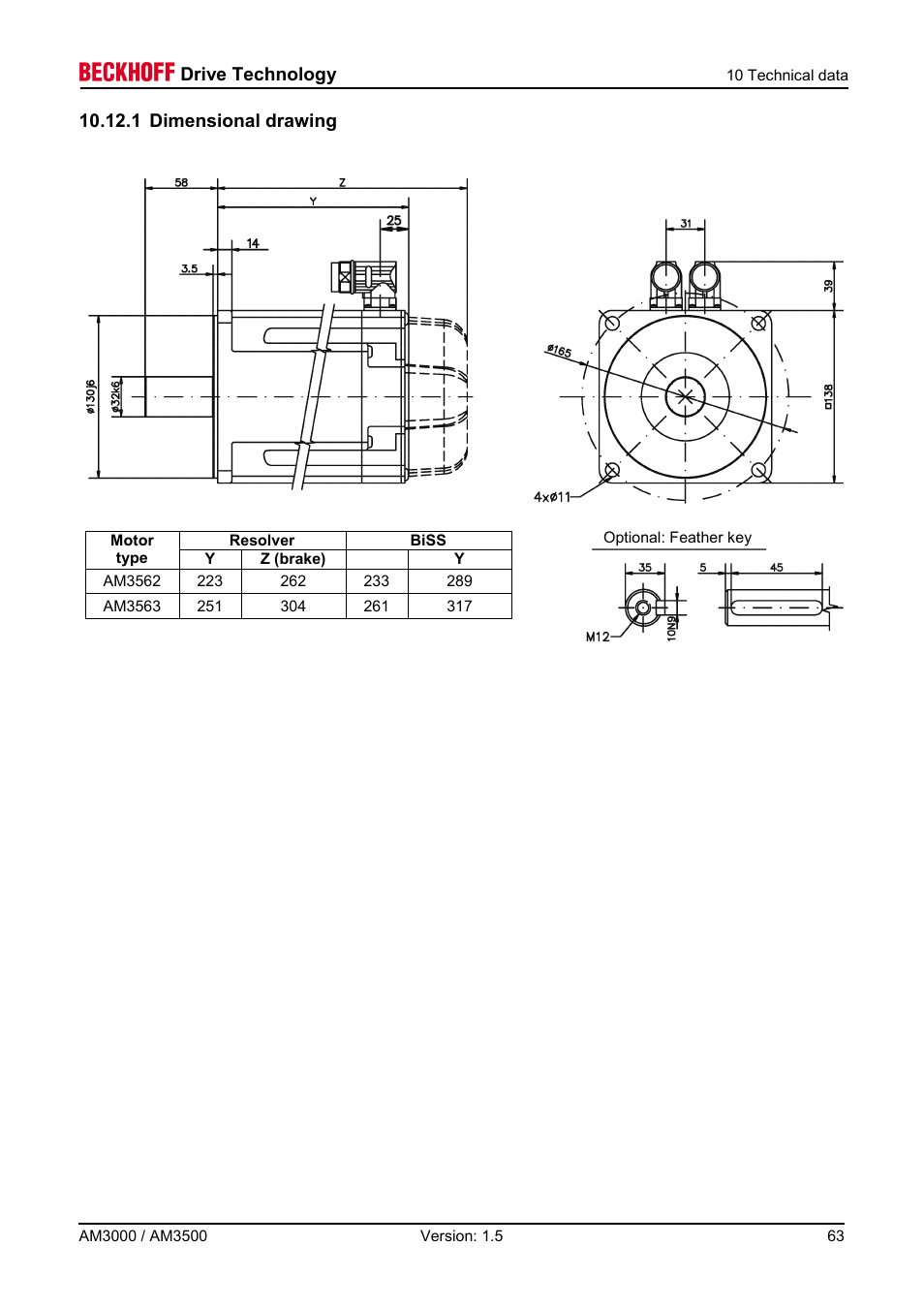 1 dimensional drawing, Drive technology | BECKHOFF AM3000 User Manual | Page 63 / 65