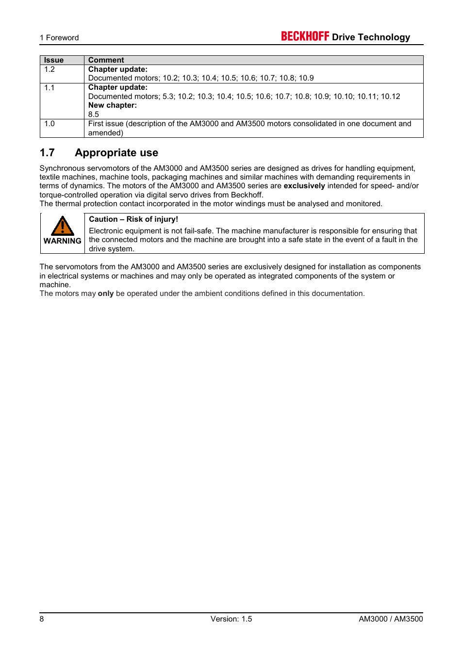 7 appropriate use | BECKHOFF AM3000 User Manual | Page 8 / 65